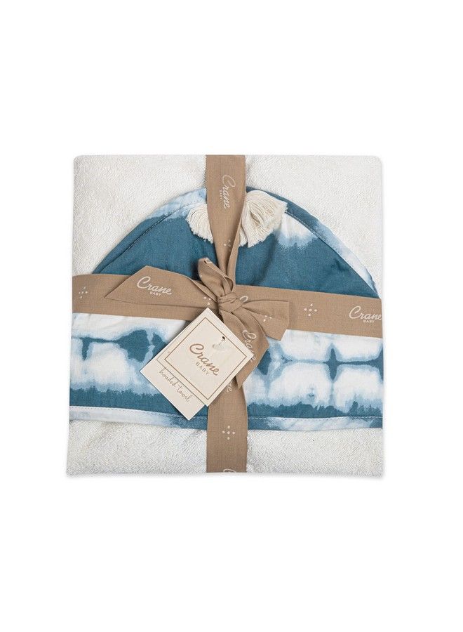 Crane Baby Towel Baby Hooded Towel For Boys And Girls Cream And Blue Tiedye 30”W X 30”H - Image 5