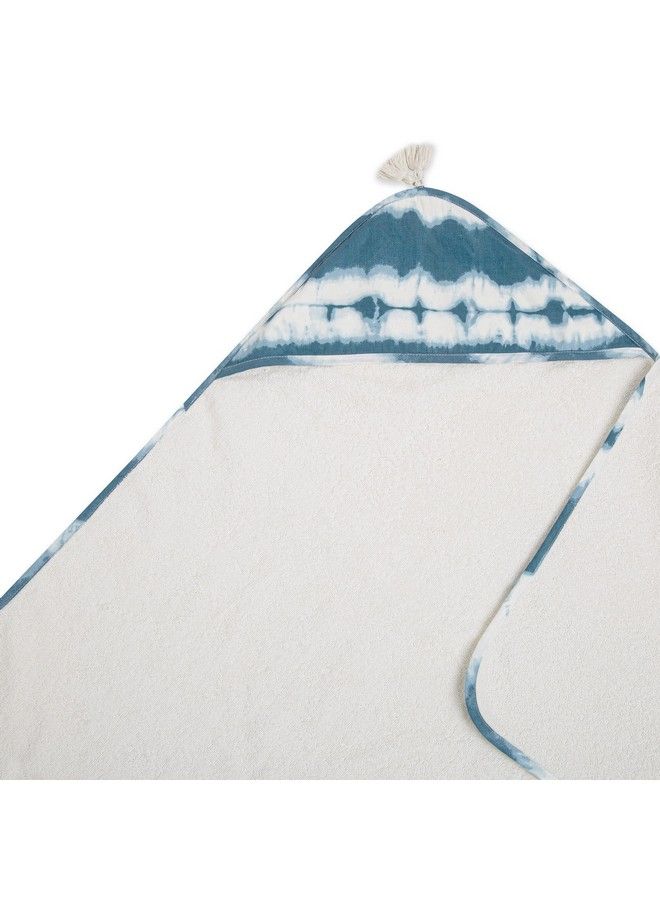 Crane Baby Towel Baby Hooded Towel For Boys And Girls Cream And Blue Tiedye 30”W X 30”H - Image 4