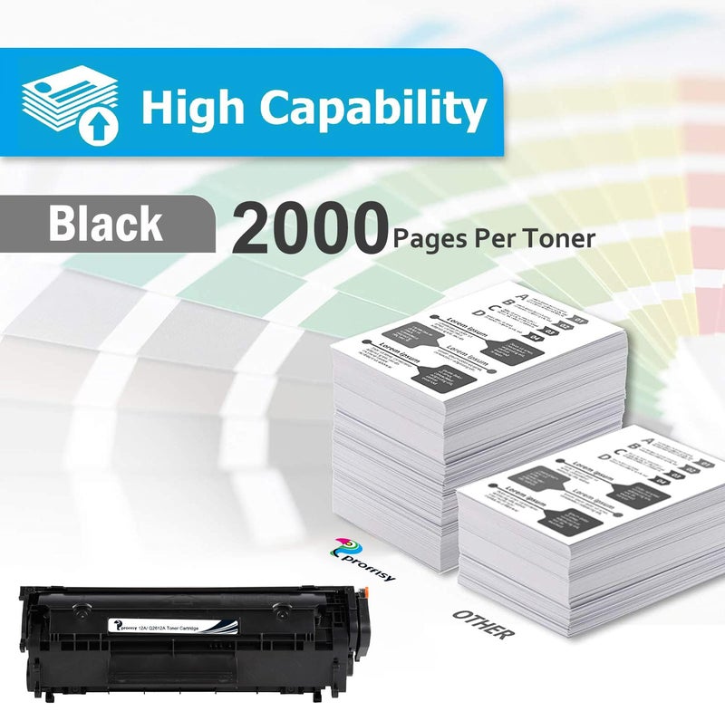 proffisy 2 Pack 12A Toner Cartridge Q2612A Compatible with HP LaserJet M1005 MFP,1020,1010/1012/1018/1022/1022n/1022NW/3015/3020/3030/3050/3050z/3052/3055/M1319/M1319F MFP - Image 3