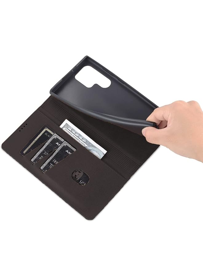 إيروريكس حافظة لهاتف سامسونج جالكسي S22 الترا، حافظة جلدية فاخرة بفتحة للبطاقات، غطاء قابل للطي بمشبك مغناطيسي، غطاء حماية مقاوم للصدمات لهاتف جالكسي S22 الترا، أسود - Image 4