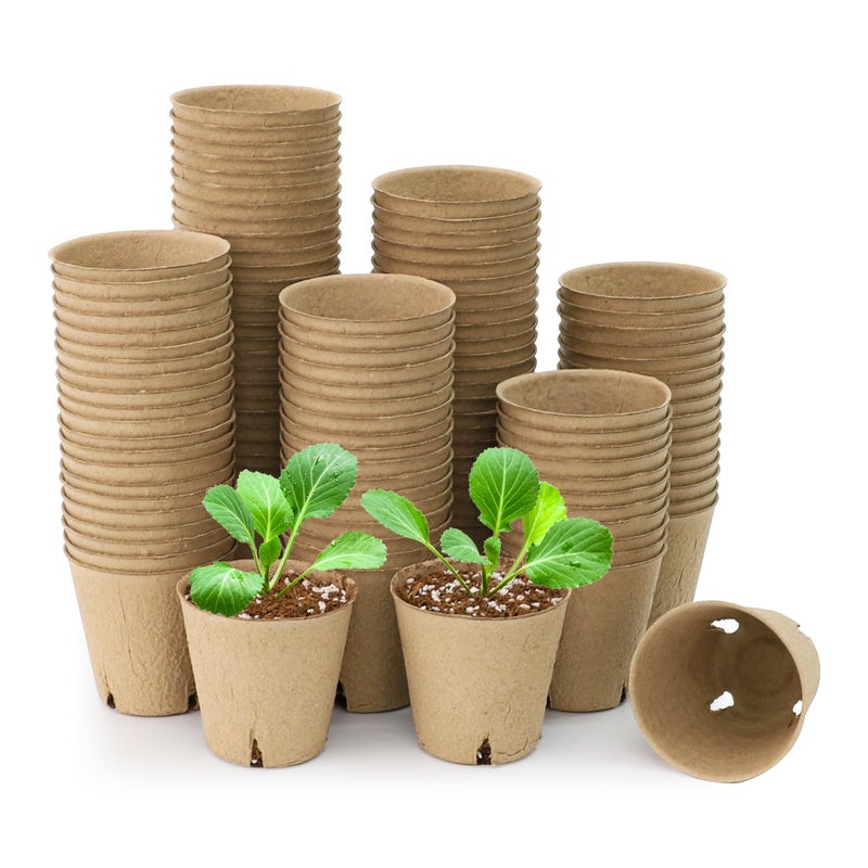 Bluepro 120 Packs 3.15 Inch Peat Pots, Biodegradable Pots for Seedlings with Drainage Holes, Herb Seed Starter - Image 1