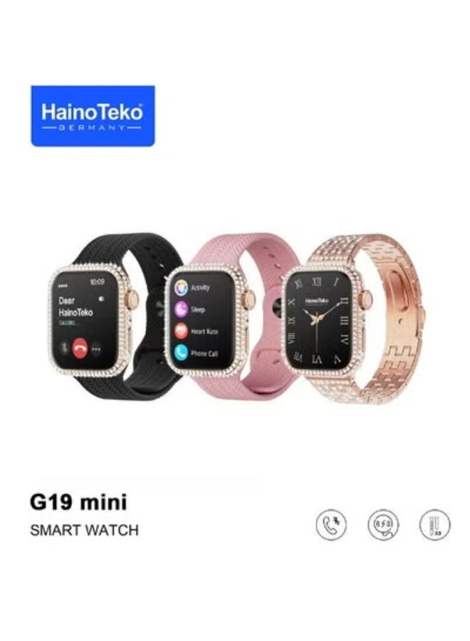 Haino Teko G19 Mini Smart Watch for Ladies with AMOLED Display, 3 Interchangeable Straps, Fitness & Health Tracking, Notifications, Multiple Sports Modes, and Charging Cable – Compact Elegant Wearable - Image 1