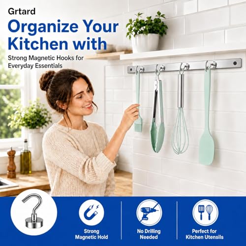 Grtard 40 Pack Magnetic Hooks for Fridge 30LBS Neodymium Magnet Hooks Heavy Duty Strong Magnetic Hooks for Hanging Magnets with Hooks for Cruise Cabin Home Kitchen Workplace Office - Image 3