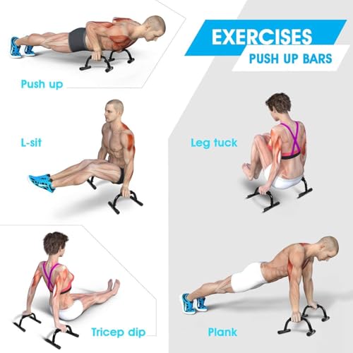 Optimus® Steel Push Up Bar Dips Stand Set For Gym & Home Exercise Workout - C - Image 2