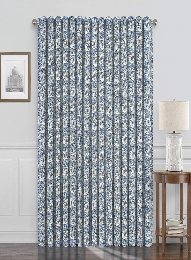 ويفرلي ستارة ويفرلي بيزلي فيرفين ذات لوحة واحدة مع جيب للعمود، توفر الخصوصية، مناسبة لغرفة المعيشة، مقاس 52 بوصة × 84 بوصة، لون أزرق جاي - Image 2