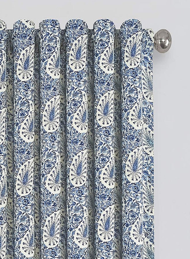 ويفرلي ستارة ويفرلي بيزلي فيرفين ذات لوحة واحدة مع جيب للعمود، توفر الخصوصية، مناسبة لغرفة المعيشة، مقاس 52 بوصة × 84 بوصة، لون أزرق جاي - Image 3