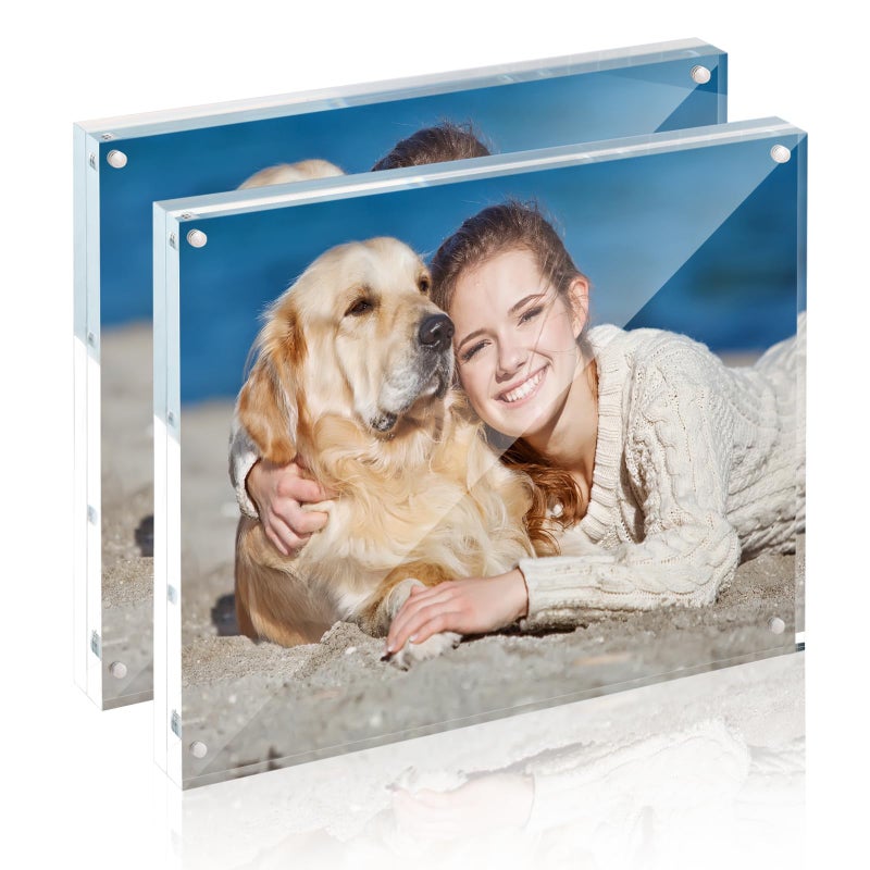 TWING 2 Pack Acrylic Picture Frame 8 x 10 Magnetic Picture Photo Frame1010MM Clear Picture Frame 8 by 10 Picture Frames Acrylic Magnetic Photo Frame Self Standing Double SidedGift
