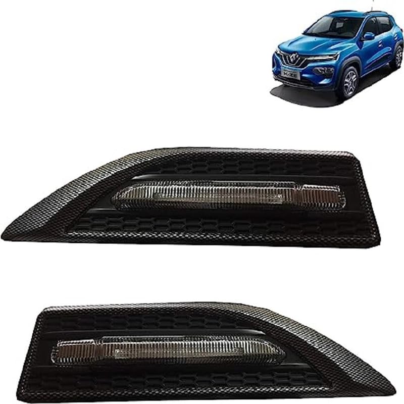 Aksmit Car Side Fender Light with 3 Colour Led Indicator Light (Carbon Black) For Brezza - Image 1