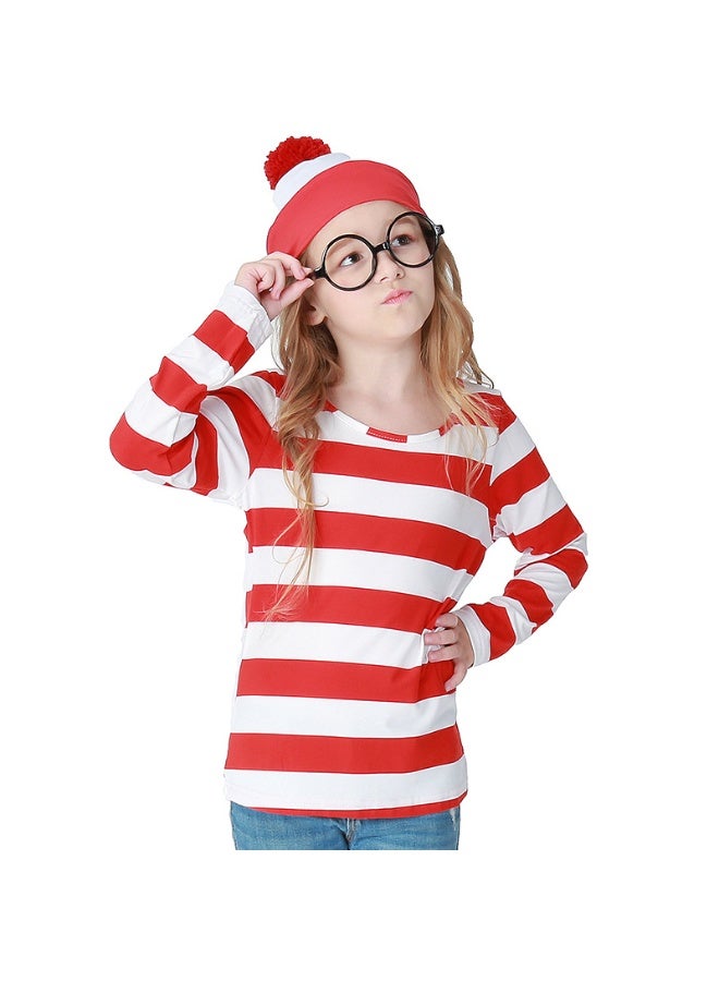 NIBEMINENT Striped T-shirt round neck wide striped top Halloween outfit - Image 1