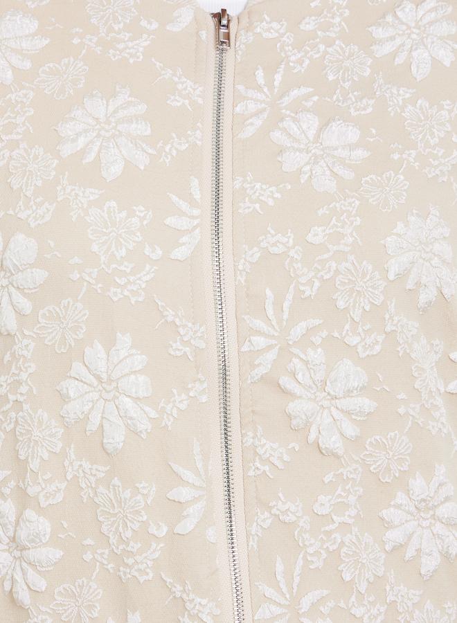 Take Two Floral Lace  Zip Up Elastic Cuff Jacket - Image 4