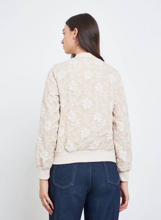 Take Two Floral Lace  Zip Up Elastic Cuff Jacket - Image 5