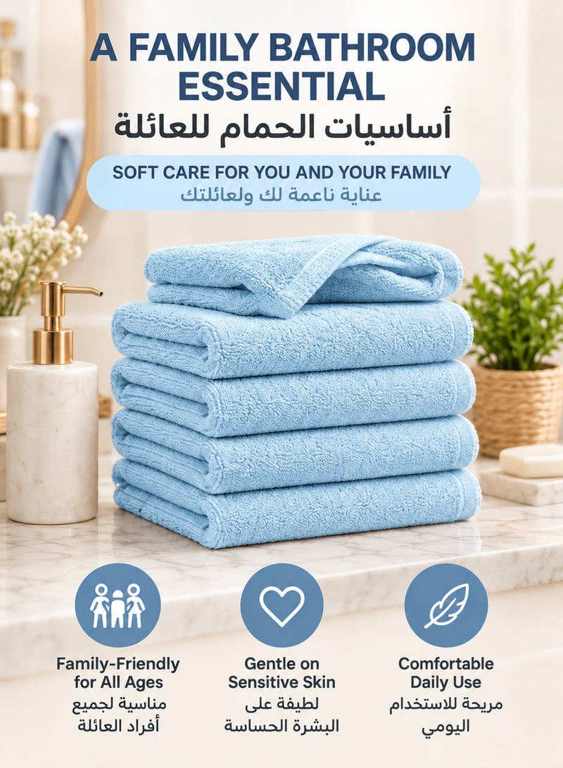 شاربدو Sharpdo طقم مناشف للوجه من القطن الناعم 6 قطع للبالغين – مناشف سميكة 30×60 سم ولطيفة على البشرة، عالية الامتصاص وسريعة الجفاف للحمام والسبا والنادي الرياضي، أزرق أردوازي - Image 4