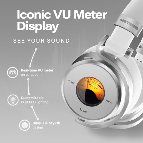 Meters OV-1-B-C Over-Ear Wireless Headphones with Active Noise Cancellation - Studio-Quality Sound with 16-Hour Playback & VU Display - Bluetooth 5.0, App-Controlled, 40mm Drivers (White) - Image 5