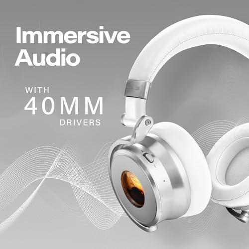 Meters OV-1-B-C Over-Ear Wireless Headphones with Active Noise Cancellation - Studio-Quality Sound with 16-Hour Playback & VU Display - Bluetooth 5.0, App-Controlled, 40mm Drivers (White) - Image 3
