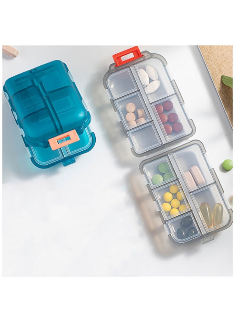 Portable Pill Organizer Airtight Pill Box 2 Pcs Daily Pill Dispenser With 10 Compartment，Portable Pill Case for Vitamins,Supplements - Image 3