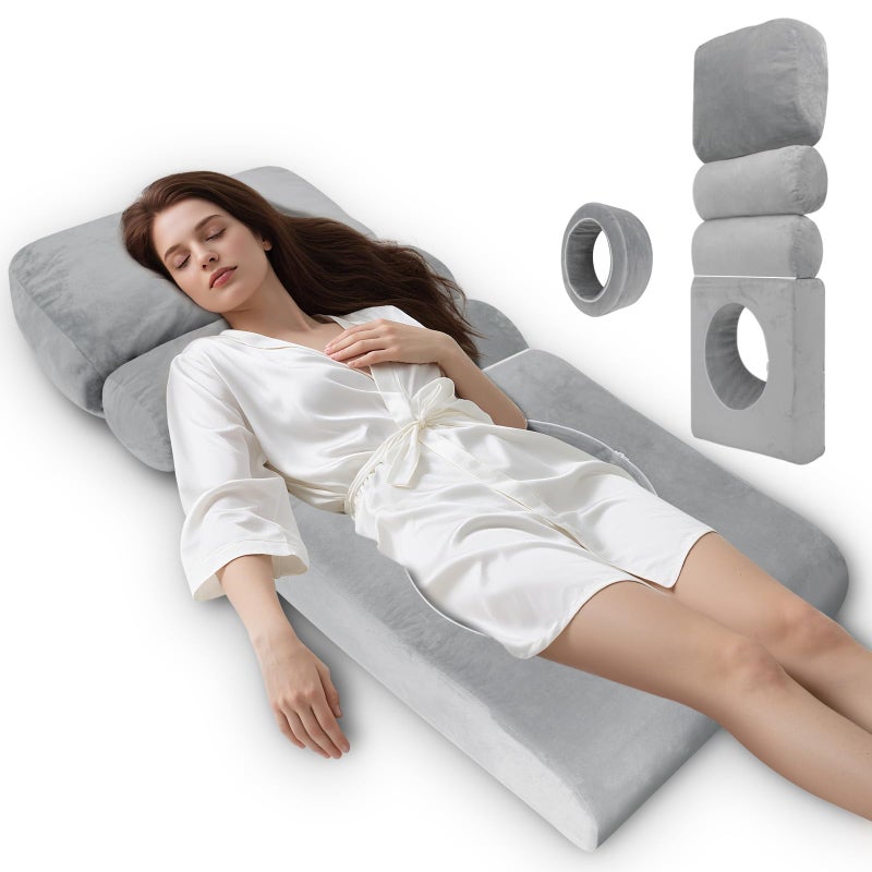 HOMCA BBL Bed After Surgery for Sleeping, Ergonomic BBL Pillow After Surgery with Hole, High Density Foam Brazilian Butt Lift Recovery Pillow with Removable Cover, BBL Recovery Must Haves(67x22x6.3in) - Image 1