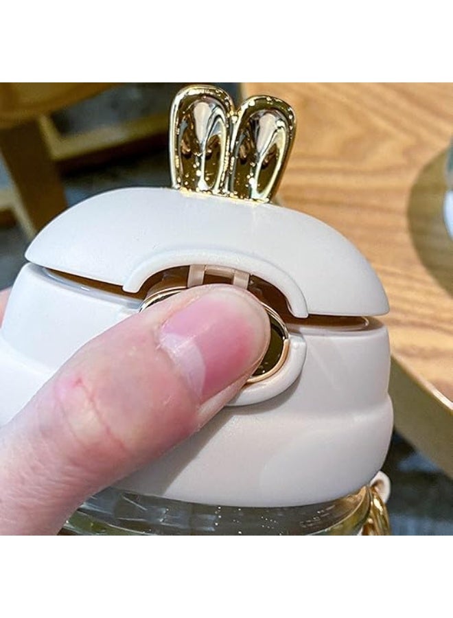 Spaceshoop 550ml Rabbit Ears Cute plastic water bottle with straw Kid Water Bottle Modern Style (white) - Image 5