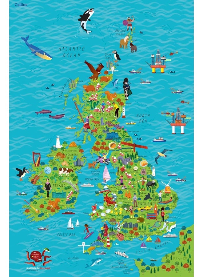 Collins Children’s Wall Map of the United Kingdom and Ireland - Image 2