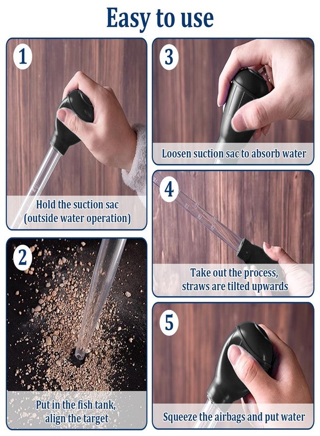 salbsever Fish Tank Cleaning Waste Remover, 30ml Dropper Pipette for Aquarium Cleaning Tools, Manual Fish Tank Cleaner Water Changer, Black Fish Tank Rock Cleaner Tools, Mini Aquarium Gravel Cleaning Straw - Image 5