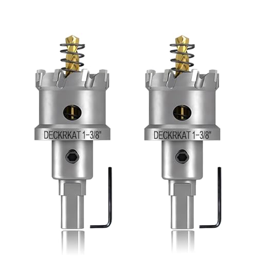 DECKRKAT 2-Pack 1-3/8" TCT Hole Saws for Hard Metal, Heavy Duty 35mm Tungsten Carbide Tipped Hole Cutters Set with Spring-Loaded Pilot Drill Bits for Stainless Steel, Metal, Iron, and Plastic - Image 1