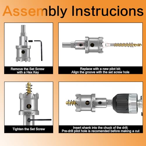 DECKRKAT 2-Pack 1-3/8" TCT Hole Saws for Hard Metal, Heavy Duty 35mm Tungsten Carbide Tipped Hole Cutters Set with Spring-Loaded Pilot Drill Bits for Stainless Steel, Metal, Iron, and Plastic - Image 3
