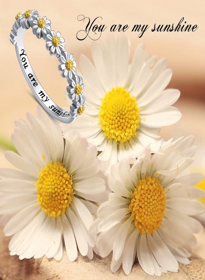 Ladytree Sterling Silver You Are My Sunshine Daisy Ring for Women Mom Daughter Mothers Day Flower Jewelry Size 8 - Image 2