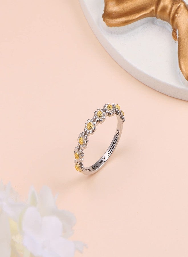 Ladytree Sterling Silver You Are My Sunshine Daisy Ring for Women Mom Daughter Mothers Day Flower Jewelry Size 8 - Image 4