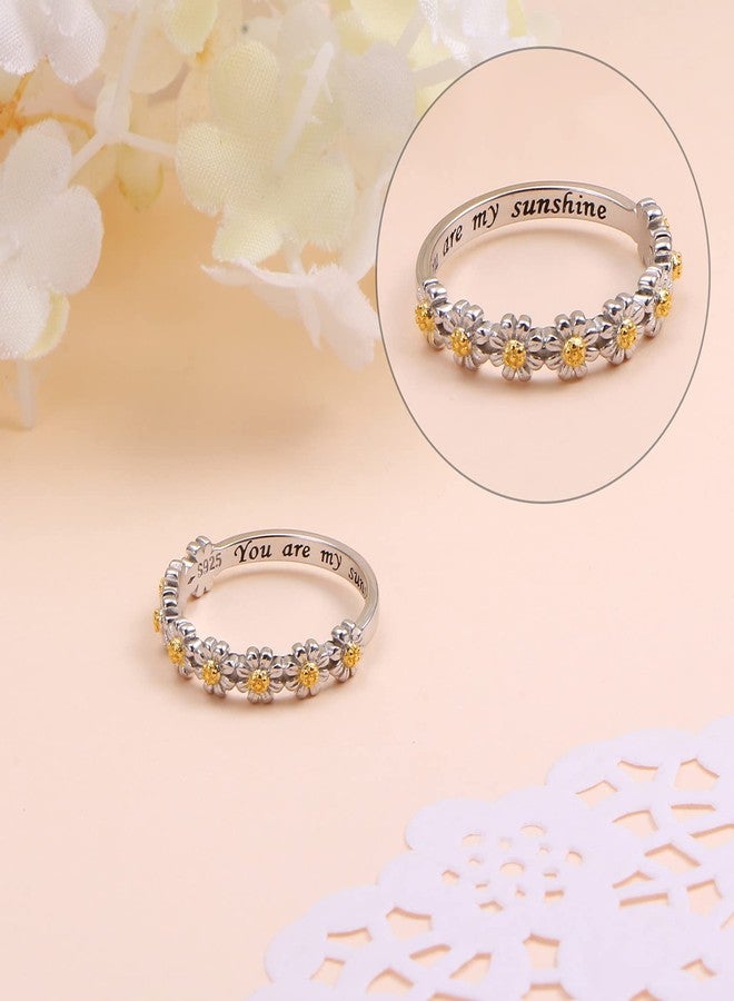 Ladytree Sterling Silver You Are My Sunshine Daisy Ring for Women Mom Daughter Mothers Day Flower Jewelry Size 8 - Image 5