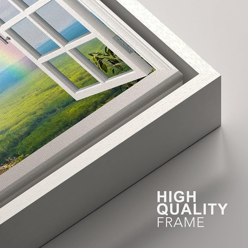 NWT Framed Canvas Print of Rainbow Over Valley - Image 4