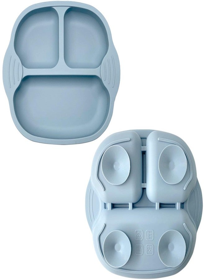 PLENARO Suction Plate for Toddler,Silicone Baby Weaning Set,Non Slip Divided Plates for Baby,Kids Self Feeding,Fit Most High Chair (Baby Dish-A, Blue) - Image 1
