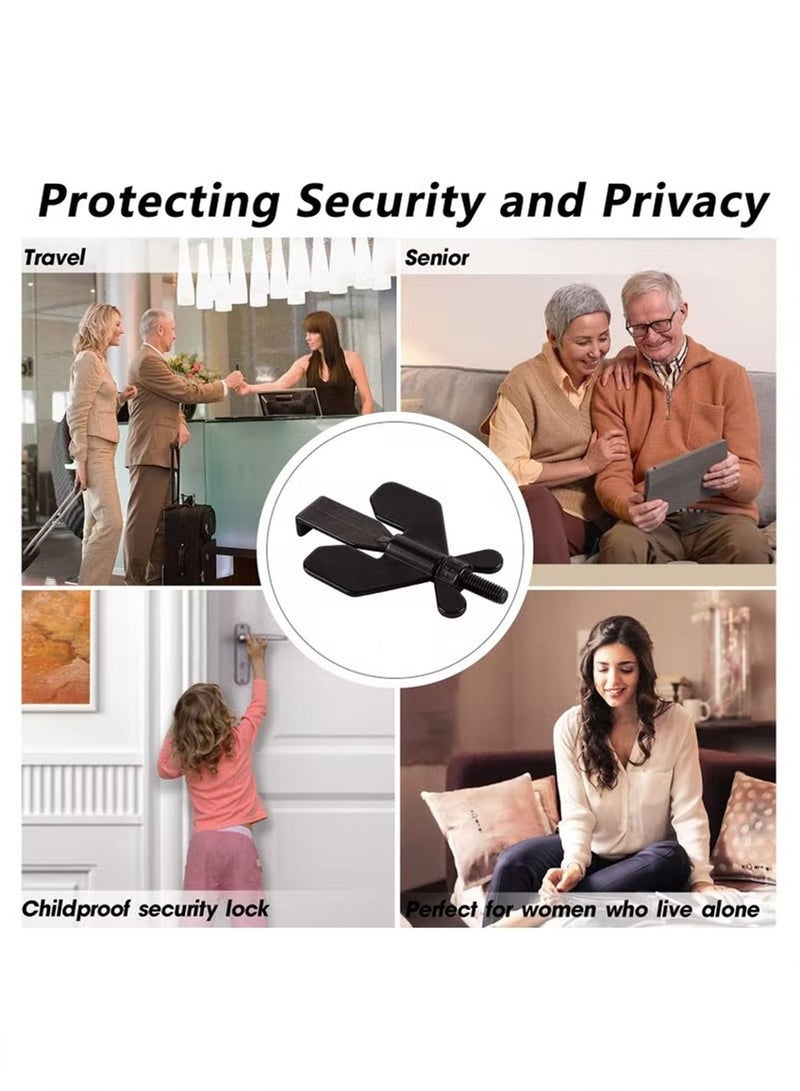 1 Pack Portable Door Lock Home Security Door Locker Travel Lockdown Locks for Additional Safety and Privacy Security Devices for Traveling Hotel Home Apartment College Black - Image 2