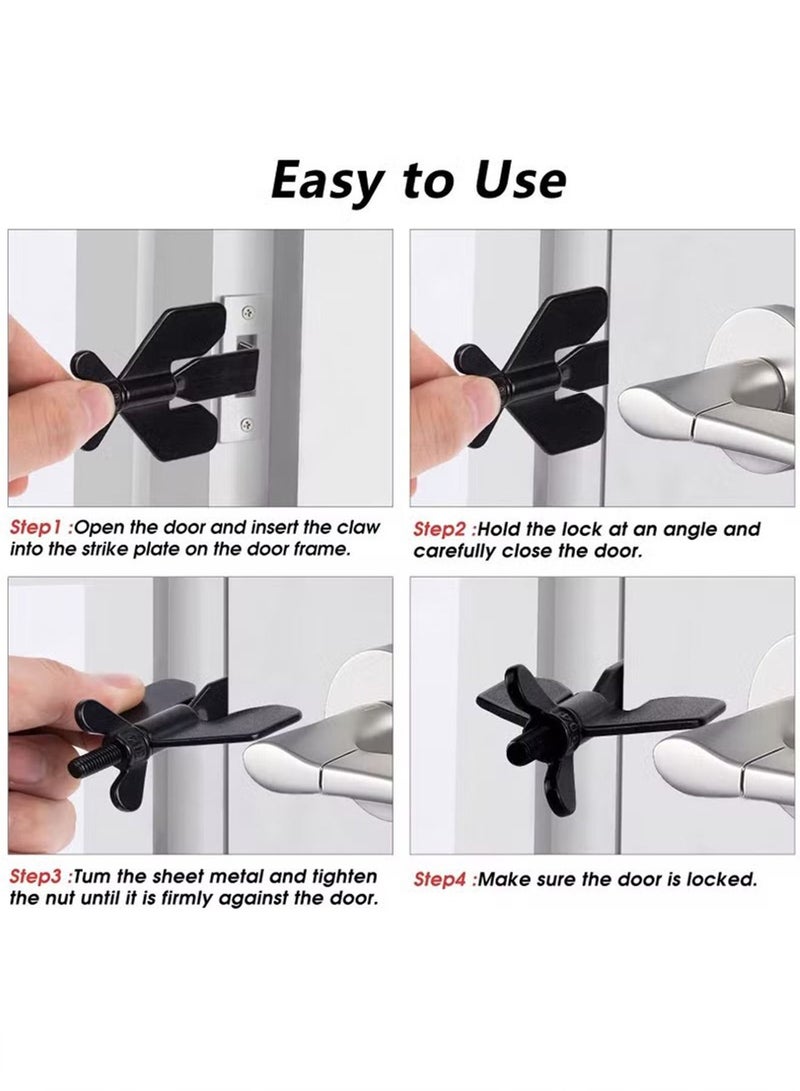 1 Pack Portable Door Lock Home Security Door Locker Travel Lockdown Locks for Additional Safety and Privacy Security Devices for Traveling Hotel Home Apartment College Black - Image 4