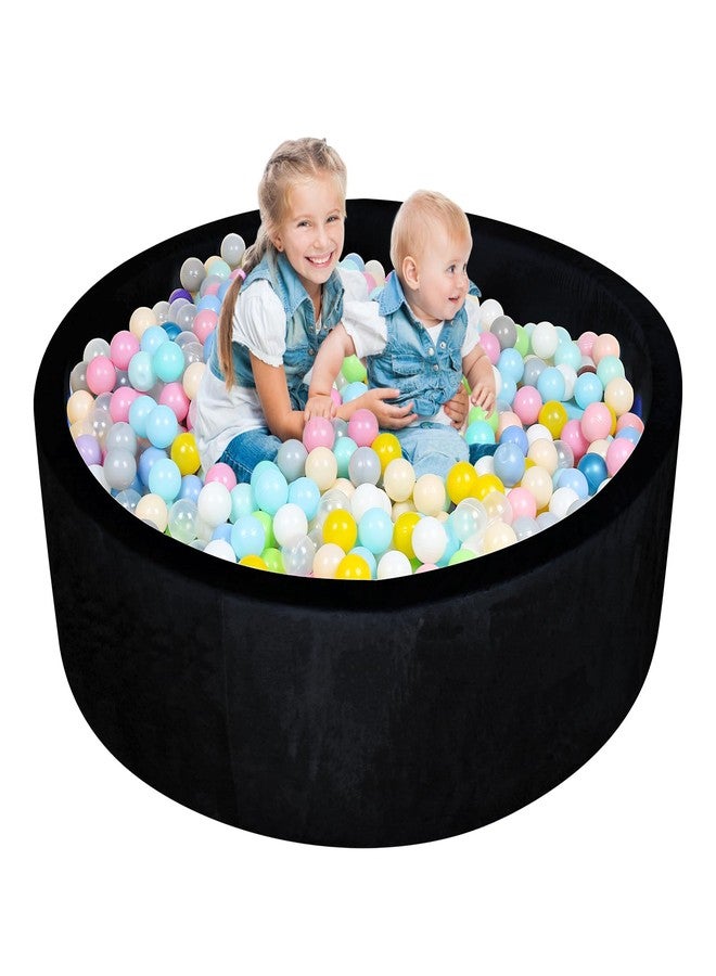 CALEPTONG Foam Ball Pit for Toddlers - CALEPTONG 47.2"x 13.8" Extra Large Round Baby Ball Pit with NO Balls, Soft Coral Fleece Baby Playpen Ball Pool, Ideal Gift for Kids Infants Indoor Outdoor Game - Black - Image 1