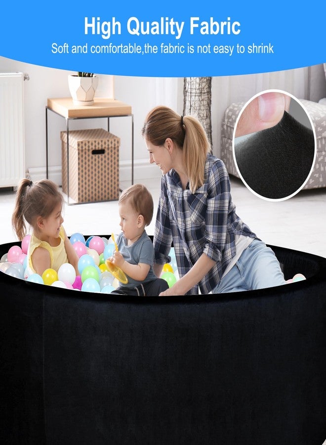 CALEPTONG Foam Ball Pit for Toddlers - CALEPTONG 47.2"x 13.8" Extra Large Round Baby Ball Pit with NO Balls, Soft Coral Fleece Baby Playpen Ball Pool, Ideal Gift for Kids Infants Indoor Outdoor Game - Black - Image 3