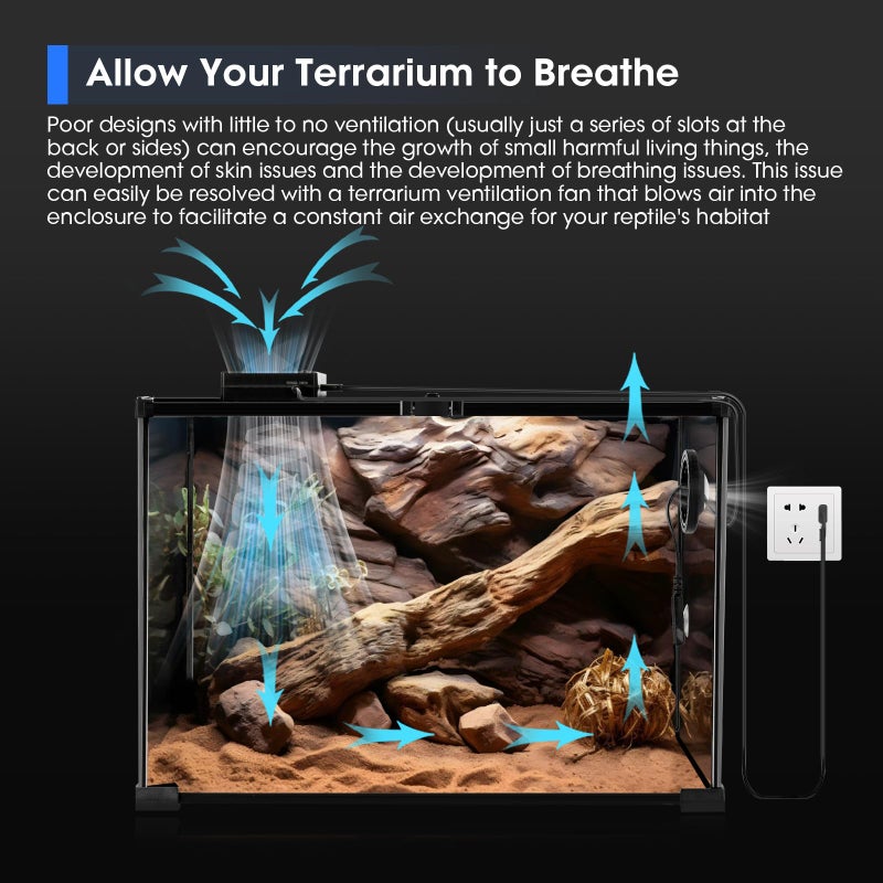 GeeKoit Reptile Terrarium Thermometer Hygrometer with Dehumidifier Ventilation Fan for Pet Rearing Box Reptile Tank LED Digital Thermometer and Humidity Gauge for Snake Bearded Dragon Gecko - Image 4