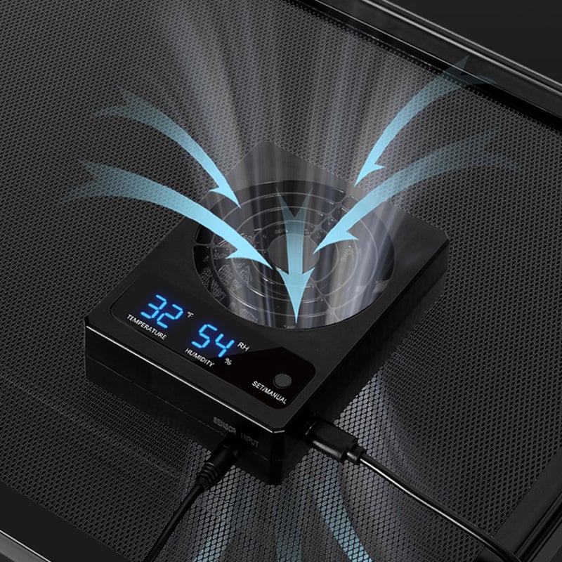 GeeKoit Reptile Terrarium Thermometer Hygrometer with Dehumidifier Ventilation Fan for Pet Rearing Box Reptile Tank LED Digital Thermometer and Humidity Gauge for Snake Bearded Dragon Gecko - Image 1