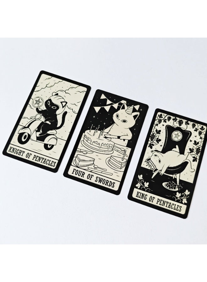 NIBEMINENT Cat kitten tarot cards 78 decks, spell book, English version, visual illusion, prophecy edition, paper game cards - Image 4