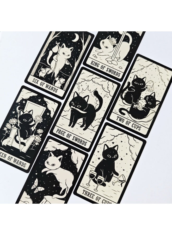 NIBEMINENT Cat kitten tarot cards 78 decks, spell book, English version, visual illusion, prophecy edition, paper game cards - Image 3