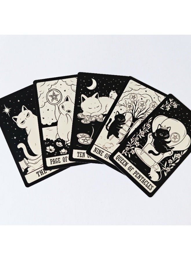 NIBEMINENT Cat kitten tarot cards 78 decks, spell book, English version, visual illusion, prophecy edition, paper game cards - Image 5