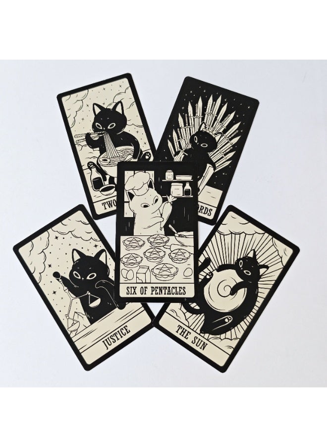 NIBEMINENT Cat kitten tarot cards 78 decks, spell book, English version, visual illusion, prophecy edition, paper game cards - Image 2
