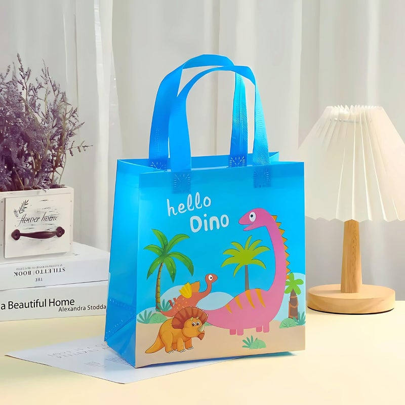 IsVis Dinosaur Gifting Bags for Return Gifts 20 Pcs Colourful Canvas Goodie Bags MultiPurpose Reusable Carry Bag Birthday Treat Bags 30cmX22cmX9cm 20 - Image 3