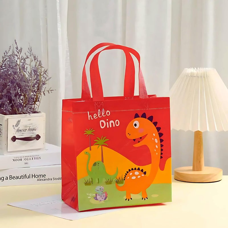 IsVis Dinosaur Gifting Bags for Return Gifts 20 Pcs Colourful Canvas Goodie Bags MultiPurpose Reusable Carry Bag Birthday Treat Bags 30cmX22cmX9cm 20 - Image 4