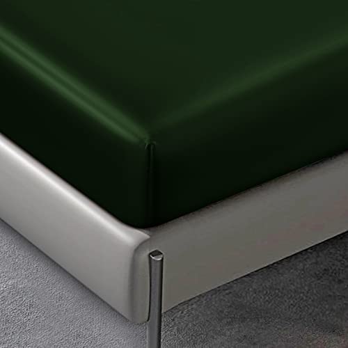 NSGZ 3 Pieces Satin Sheets Twin XL, Silky Satin Sheet Sets with 1 Fitted Sheet, 1 Flat Sheet and 1 Pillowcases, Cooling Bed Sheet, Extra Soft Satin Fitted Sheet, Dark Green - Image 5