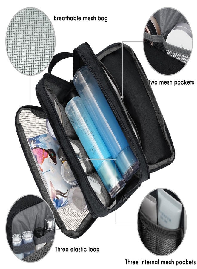 WANDF Toiletry Bag for Men Hanging Dopp Kit Water Resistant Shaving Bag Small Toiletry Bag for Traveling (Denim Pure Black) - Image 3