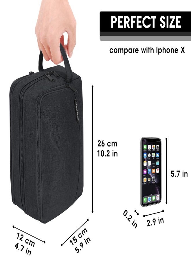 WANDF Toiletry Bag for Men Hanging Dopp Kit Water Resistant Shaving Bag Small Toiletry Bag for Traveling (Denim Pure Black) - Image 2