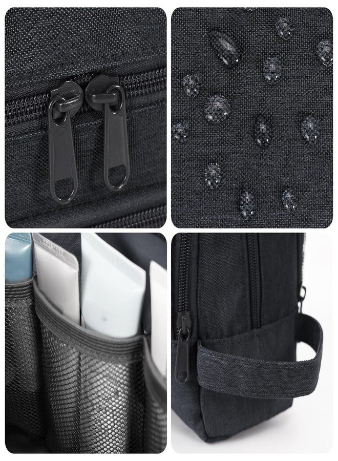 WANDF Toiletry Bag for Men Hanging Dopp Kit Water Resistant Shaving Bag Small Toiletry Bag for Traveling (Denim Pure Black) - Image 4