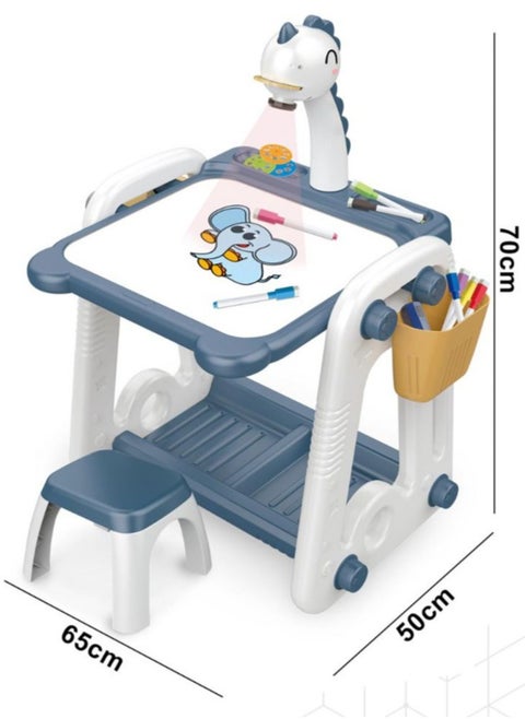 Display Table with Drawing Chair for Kids, Colorful Drawing Board with Projection Lamp, Educational Toys for Learning Projection Drawing Drawing Machine for Boys Girls