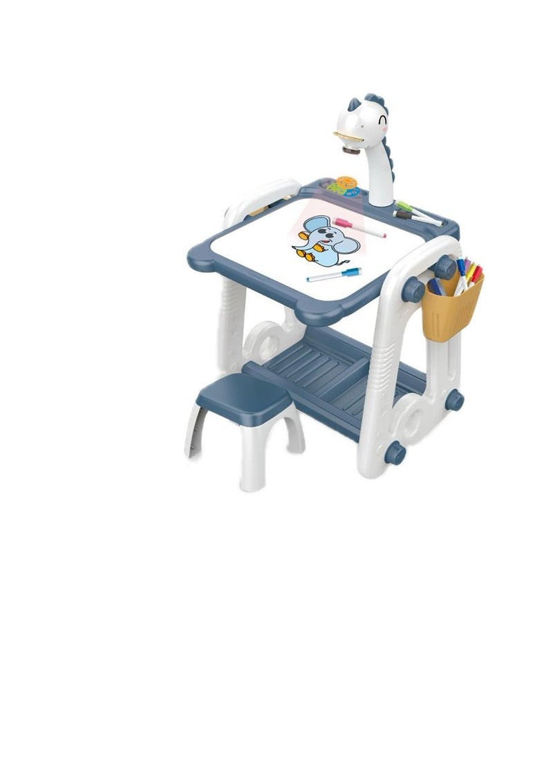 null - Display Table with Drawing Chair for Kids, Colorful Drawing Board with Projection Lamp, Educational Toys for Learning Projection Drawing Drawing Machine for Boys Girls - Image 1