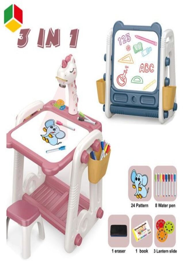 null - Display Table with Drawing Chair for Kids, Colorful Drawing Board with Projection Lamp, Educational Toys for Learning Projection Drawing Drawing Machine for Boys Girls - Image 1