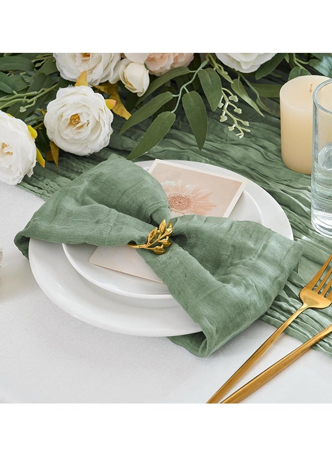 8 Packs Cheesecloth Napkins 20 x 20 Inch Green Boho Gauze Cheese Cloth Napkins Bulk Rustic Dinner Table Decor for Wedding Bridal Baby Shower Party Eid Gatherings Banquets Catering Home Dining Table Decor - Image 5